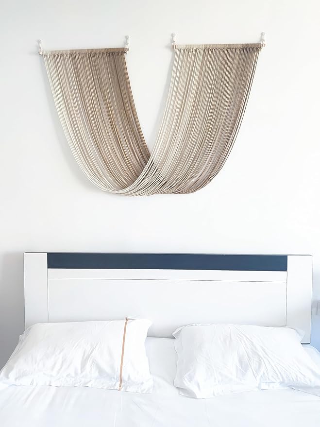 QULBUJ Dip Dye Large Macrame Wall Hanging Tie-Dye Yarn Tapestry Home Boho Wall Decor Ombre Art Headboard Bedroom Living Room 52" Wx34 L,Brown