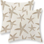 Brown Starfish Pillow Covers 18x18 Set of 2 Coastal Throw Pillows Spring Summer Nautical Ocean Theme Beach Decorative Pillow Cases Farmhouse Outdoor Decor Linen Cushion Case for Couch Sofa