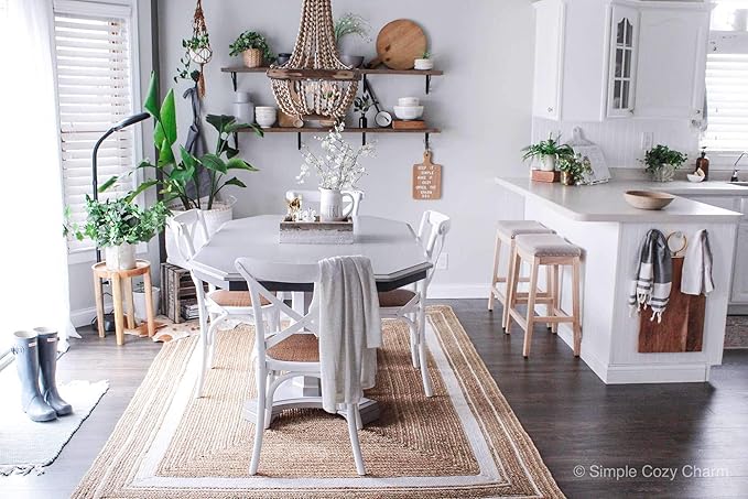Unique Loom Braided Jute Collection Classic Quality Made Natural Hand Woven with Coastal Design Area Rug (4' 0 x 6' 0 Rectangular, Natural/ Ivory)
