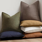 Foindtower Set of 2, Decorative Linen Soild Throw Pillow Covers Soft Accent Euro Cushion Case Farmhouse Neutral Pillowcase for Chair Couch Sofa Bedroom Living Room Home Decor 24 x 24 Inch Light coffee