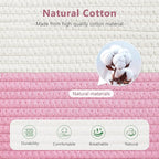 Cotton Rope Shelf Storage Basket, 15x10x9 in, Shelf Storage Baskets for Clothes, Towels, Books, Laundry (White/Pink, 1 Pack)