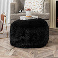 Asuprui Pouf Ottoman Floor Pouf Cover Ottoman Foot Rest NO Filler 20x20x12 Inches Round Poof Seat Floor Bean Bag Chair Foldable Floor Chair Storage for Living Room Bedroom Cover ONLY Black