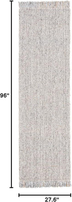 SAFAVIEH Natural Fiber Collection Runner Rug - 2'3" x 8', Grey & Natural, Handmade Woven Fringe Jute, Ideal for High Traffic Areas in Living Room, Bedroom (NF826F)