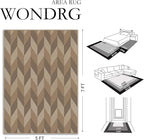 2.6x8 Easy Jute Runner Rug Washable Brown Checkered Hallway Outdoor Rug for Patio Lightweight Non Slip No Sheding Carpet Entryway Bathroom Backyard Porch Kitchen