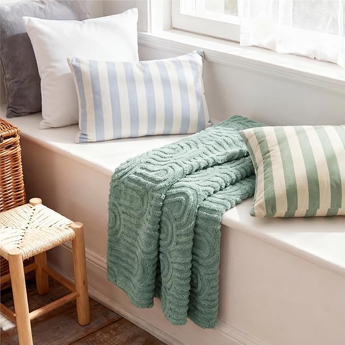 Bedsure GentleSoft Twin Blanket for Bed - Cozy Soft Blankets for Women, Cute Small Fleece Throws for Girls, Graduation Decorations Gift for Her Him School Dorm, Sage Green, 60x80 Inches