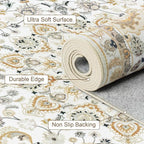 2x3 Area Rugs Living Room Rug: Washable Vintage Boho Rug No Slip Stain Resistant Soft Carpet Indoor Floor Floral Large Carpets for Bedroom Dining Room Farmhouse Nursery Hallway Home Office Beige