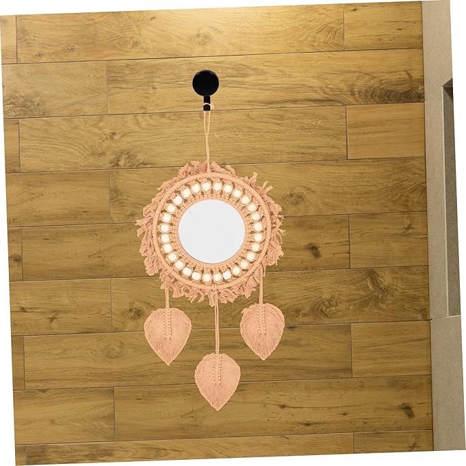 FRCOLOR Boho Woven Tapestry Mirror Rustic Rope Wall Mirror for Bedroom Entryway Living Room and Bathroom Decor Decoration with Excellent Clarity and Durability