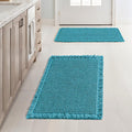 MIULEE Set of 2 Waffle Bathroom Rugs, Boho Bath Rugs Non Slip Washable, Super Absorbent Bath Mats, Ultra Soft Rubber Backed Shower Mats for Bathroom Floor, Tub and Shower, Teal, 17x24 Inch