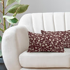Burgundy Pillow Covers 12x20 Set of 2 Vintage Floral Rustic Old Style Cute Flower Print Rectangle Decorative Outdoor Pillowcases Seasonal Farmhouse Throw Cushion Case Couch Sofa Bed Decor