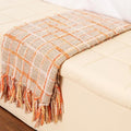 Gealaek Boho Throw Blanket Lightweight Fuzzy Soft Cozy Decorative Blankets for Sofa Bed Farmhouse Throw Blanket Mexcican Blanket with Tassel Khaki Orange Yellow Textured 50" x 60"