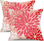 DFXSZ Red Pink Flower Pillow Covers 18x18 Inch Set of 2 Valentines Day Pillow Cases Outdoor Waterproof Decor for Living Room Sofa Patio Funiture Garden Floral Polyester pillowcovers 012G18