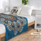 Ornamental Mandala Throw Blanket Indian Hippie Bohemian Art Floral Texture Pattern Blanket for Sofa Bed Couch Chair Or Dorm 50"x60"