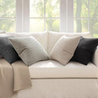 MIULEE Neutral Cream/Grey Decorative Pillow Covers 18x18 Inch Set of 4 Boho Western Farmhouse Throw Pillows Corduroy Couch Pillowcases Industrial Home Decor for Sofa Living Room Bed