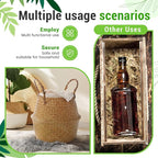 Large Wicker Plant Basket with Handle 10 Inch Woven Seagrass Belly Basket and Artificial Moss for House Plants Picnic Grocery Laundry Storage Home Decor(Small, Medium, Large,Original,3 Pack)