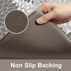 Anti Fatigue Kitchen Mats,Non Slip Boho Dahlia Kitchen Rugs Sets 2 Piece, Waterproof Farmhouse Kitchen Mat for Floor,Cushioned Standing Mat for Office,Laundry,Sink,Desk,Grey