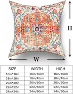 Orange Blue Ethnic Boho Throw Pillow Covers 16x16 Inch Decorative Bohemian Carpet Vintage Rust Coral Floral Pillow Cases Rustic Rug Cushion Covers Farmhouse Home Decor For Sofa Couch Outdoor Set of 2