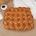 Knot Floor Seat Cushions 19 x 15 Inch Handmade Knotted Meditation Cushion for Bedroom Reading Room Balcony Sofa Decor Brown
