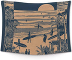 XLDLIOO Coastal Beach Wall Tapestry, Ocean Beach Wall Tapestry Hanging for Bedroom, Vintage Coastal Surf Palm Tree Sunset Landscape Tapestries Decor Art for Home Living Room, 40x30in