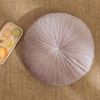 HLOVME Round Pillow Cushion for Couch Velvet Decorative Small Throw Pillow Solid Color for Living Room Bed Floor 15.7”, Light Brown