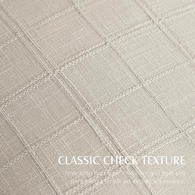 Foindtower Set of 2 Decorative Linen Check Throw Pillow Covers Neutral Farmhouse Lumbar Cushion Covers Modern Coastal Boho Home Decor for Sofa Chair Couch Bedroom Living Room,12×20 Inch,Light Grey