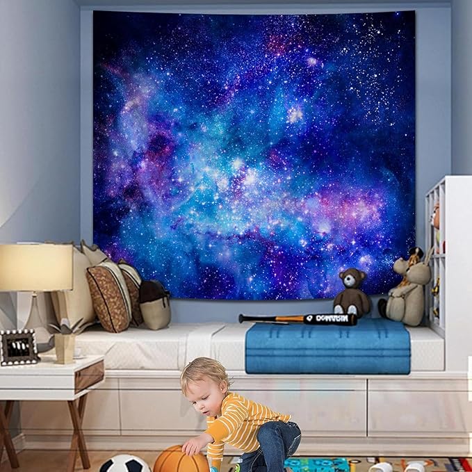 Apdidl Galaxy Space Backdrop Tapestry for Bedroom Aesthetic, Blue Purple Night Starry Sky Stars Universe Ceiling Tapestry, Mysterious Nebula Wall Hanging Room Decor for Living Room Dorm 60'' x 79''