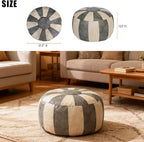 Thgonwid Unstuffed Moroccan Ottoman Pouf Cover, Ottoman Footstool Storage Solution, Bean Bag Chair, Foot Rest, Gray & Mushroom