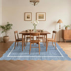 GarveeHome Scalloped Large Living Room Area Rug 6x9 - Machine Washable Modern Rugs Bordered Neutral Rug Non-Shedding Low Pile Farmhouse Carpet for Bedroom Nursery Classroom Dorm 6 ft x9 ft Blue