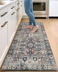 DEXI Kitchen Mats for Floor Cushioned, 23x59 Wide Runner Rug Non Slip, Waterproof Soft Comfort Standing Padded Anti Fatigue Decorative, Blue Red