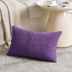 Fancy Homi Set of 2, Purple Patchwork Corduroy Decorative Soft Striped Modern Accent Cushion Case Farmhouse Boho Neutral Throw Pillow Covers for Chair Couch Bed Sofa Living Room 32x16 Inch