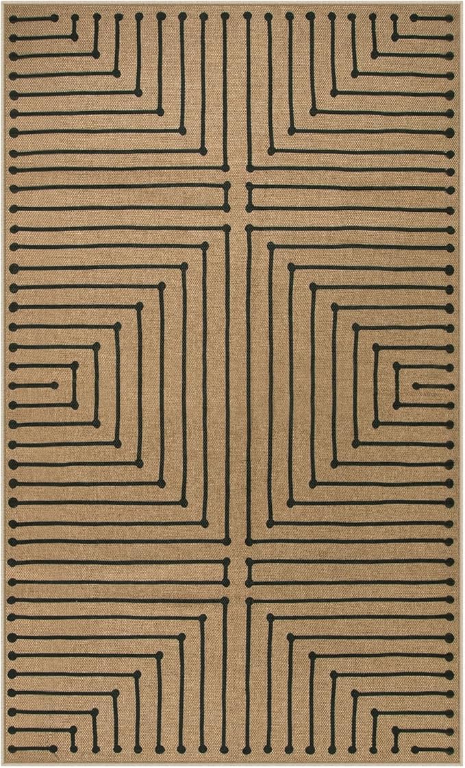 Lahome Neutral Geometric Washable Runner Rug, 2x8 Kitchen Runners for Hallways Non Slip Entryway Rug, Farmhouse Rhombus Low Pile Non Shedding Nature Indoor Outdoor Carpet Runner for Laundry Room
