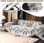 VClife Bohemian Couch Cover Aztec Geometric Chenille Sofa Cover for Sectional Couch - Black and White Zigzag Pattern Sofa Slipcover for 2 Cushion Couch Sofa 71" X 118"
