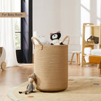 60L Jute Woven Hamper Laundry Basket Wicker Rope Clothes Hamper for Baby Nursery Kids Tall Rattan Blanket Basket in Living Room Bedroom 15Dx20H inches