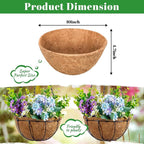 Riare 4 Pack 10 Inch Round Coco Liners Replacement, 100% Natural Coconut Coir Liners for Hanging Baskets, Garden Flower Vegetables Planter Pot, Window Box, Fence, Decks