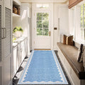 GarveeHome 2x10 Runner Rug for Hallway Washable Kitchen Rugs Non Slip Solid Blue Modern Minimalism Soft Low-Pile Scalloped Indoor Carpet for Entryway Laundry Room Floor Mats