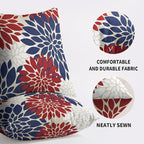 4th of July Blue Red White Pillow Covers 18X18 Inch Set of 2, Modern Geometry Dahlia Floral Print Holiday Decorative Throw Pillow Covers Outdoor Farmhouse Cushion Case for Couch Sofa Bed Decor