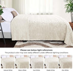 Superior Fleece Boho Jacquard Blanket, Decorative Blankets for Bedroom, Sofa, Fuzzy, Plush, Fluffy, Soft, Cute Room Decor, Beautiful Cover, Comfort Essentials, Arctic Collection, Throw XL, Ivory