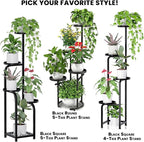 TOSKING 5 Tier Tall Plant Stand Indoor Outdoor,Anti-Tip Plant Stand indoor, Wide Base for Pots, Child and Pet Friendly,Heavy Duty Corner Shelf for Plants & Decor, Space Saving ,Tiered Metal Flower Pot Stand for Balcony, Garden, Living Room, Patio (Blac...