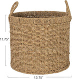 Household Essentials Round Seagrass Basket with Handles, Natural