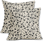 Black Floral Pillow Covers 22x22 Set of 2 Vintage Rustic Old Style Cute Small FlowerBlack Cream Print Decorative Outdoor Pillowcases Farmhouse Throw Cushion Case Decor for Couch Sofa Bed