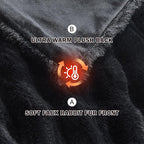 EMME Faux Fur Blanket Twin Size Black - Big Bubble Rabbit Cozy Blanket for Couch, Thick Furry Plush Shaggy Blankets, 650GSM, 60x80 Inches