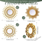 Namalu 6 Pcs Sunburst Mirror for Wall Decor, Small Circle Sun Espejos Decorative Mirror Hanging for Art Entryway Home Decor Bathroom Bedroom Living Room(Elegant,Gold)