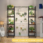 Simple Trending Plant Stand Indoor with Grow Lights, 4 Tier Large Hanging Plant Shelf for Plants Multiple, Metal Ladder Display Holder for Home Patio, Black