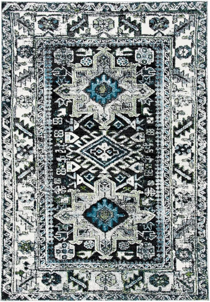 SAFAVIEH Area Rug 8x10 - Vintage Hamadan Collection - Large - Dark Grey & Ivory, Traditional Persian Design, Non-Shedding & Easy Cleaning, Ideal for Living Room, Bedroom, Dining Space (VTH211H)