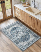 AMADA HOMEFURNISHING 2x4 Washable Area Rug, Low-Profile Entryway Rug with Non-Slip Backing & Durable Edge Binding, Vintage Rug Pattern, Small Rugs for Entryway, Kitchen & Living Room