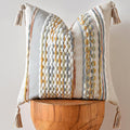 AmHoo Chenille Striped Textured Boho Throw Pillow Covers Aesthetic with Tassels Woven Decorative Pillow Case for Couch Bed Sofa Bedroom Modern Funky 18 x 18-Inch Grey