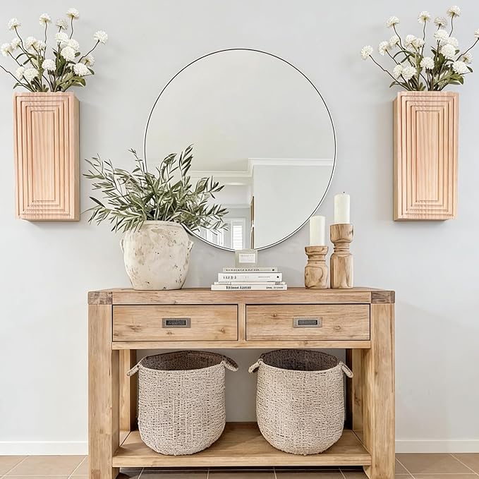 Wooden Wall Planter Vase Set of 2,2 Pack Hanging Planter for Indoor Fake Plants Modern Boho Farmhouse Wall Art Decor for Home Indoor Kitchen Modern Farmhouse Bathroom Living Room Dining Room