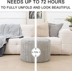 Asuprui Round Ottoman Pouf Ottoman Foot Stool Seat Faux Fur Bean Bag Foot Rest Floor Chair Leg Rest for Living Room, Bedroom or Wedding Gifts 20x20x14 Inches (Light Gray)