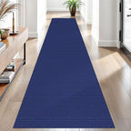 EARTHALL Woven Runner Rug 2.6x10 Ft Washable Runners for Hallways Long Non Slip Rubber Backed Kitchen Runner Braided Indoor Floor Carpet Runners for Entryway, Hallway, Kitchen, Royal Blue/Navy