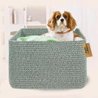 COMFY-HOMI Square Woven Cotton Rope Basket for Organizing, Gift Baskets for Handles, Empty Gift Baskets, Toy Basket for bins|13.5" x 11" x 9.5" home decor for Living Room, Bathroom