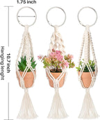 Macrame Plant Hangers, 3 Pcs Plant Hangers with Artificial Succulent Plants, Interior Car Accessories for Women, Rear View Mirror Accessories by MoHern